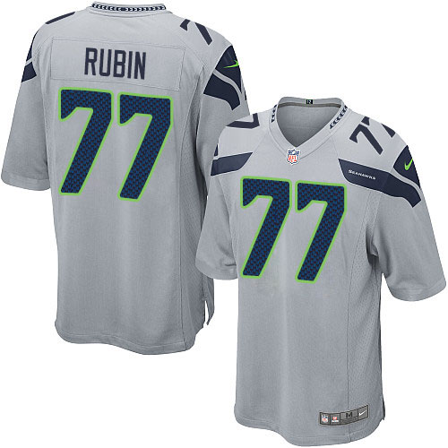 Men's Game Ahtyba Rubin Nike Jersey Grey Alternate - #77 NFL Seattle Seahawks